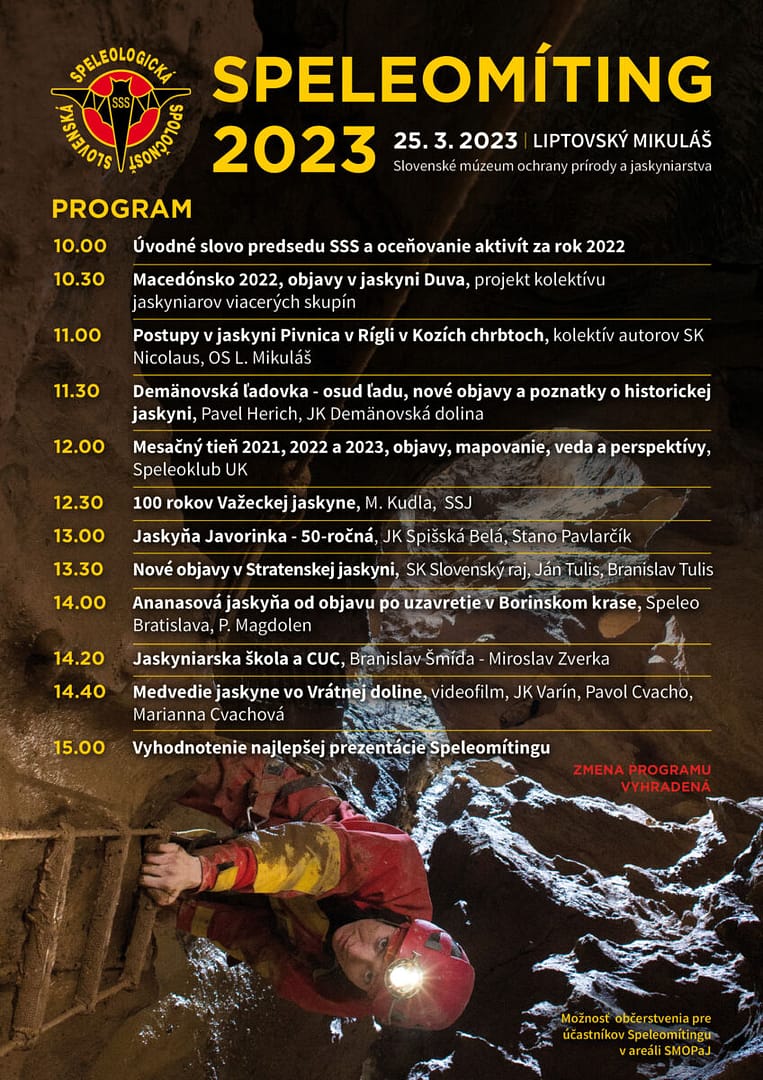, Speleomíting 2023 &#8211; program, Slovenská speleologická spoločnosť