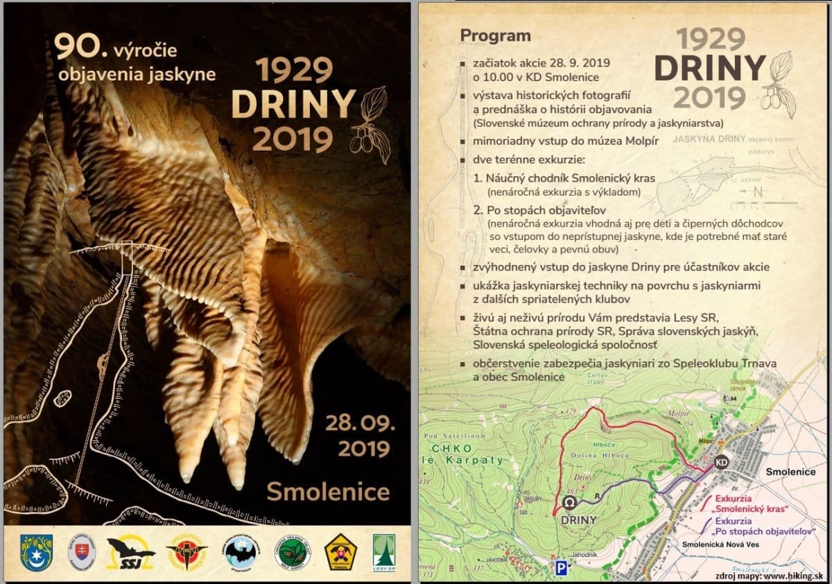 , 90. výročie objavenia jaskyne Driny, Slovenská speleologická spoločnosť